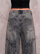 Jean gris claro wide leg Gray Spell de DAVD en vista lateral, silueta amplia y caída recta en denim gris claro.