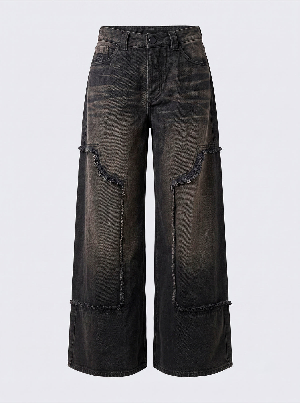 Jean negro wide leg Black Spell de DAVD en imagen de producto, silueta amplia con costuras expuestas.