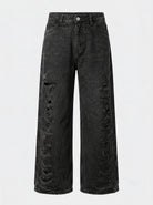 Jean negro wide leg Obsidian de DAVD en imagen de producto, silueta amplia y acabado semi rígido.