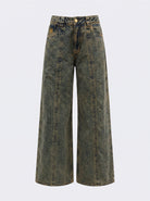 Jean oliva wide leg Eris de DAVD en imagen de producto, silueta amplia con acabado mineral.