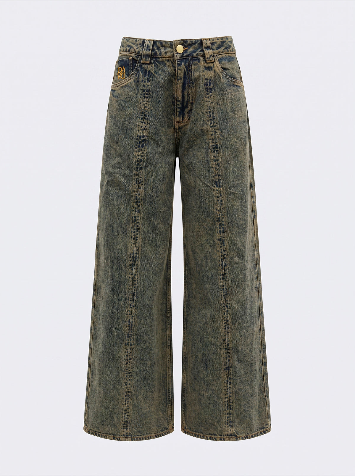 Jean oliva wide leg Eris de DAVD en imagen de producto, silueta amplia con acabado mineral.